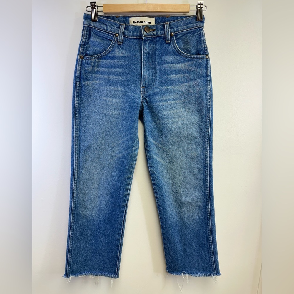 REFORMATION Jeans Roper Cropped Smart Ass Chesapeake Wash Size 24